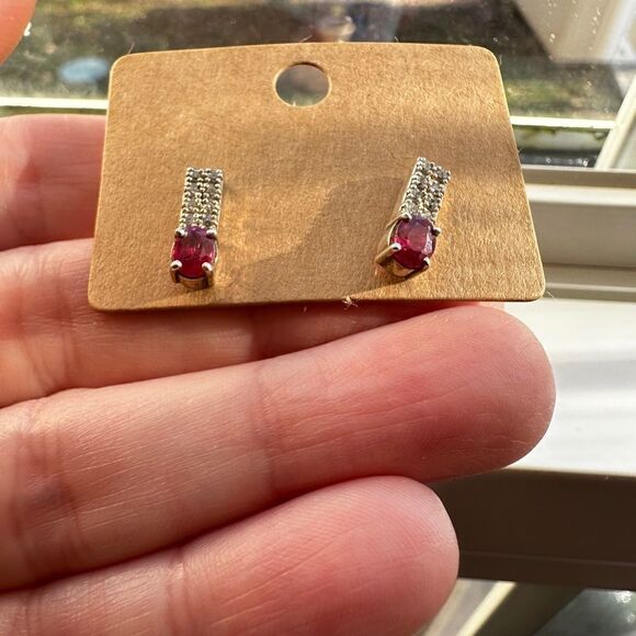 Gem Collections Jewelry - Genuine ruby and cz stud earrings in sterling silver!